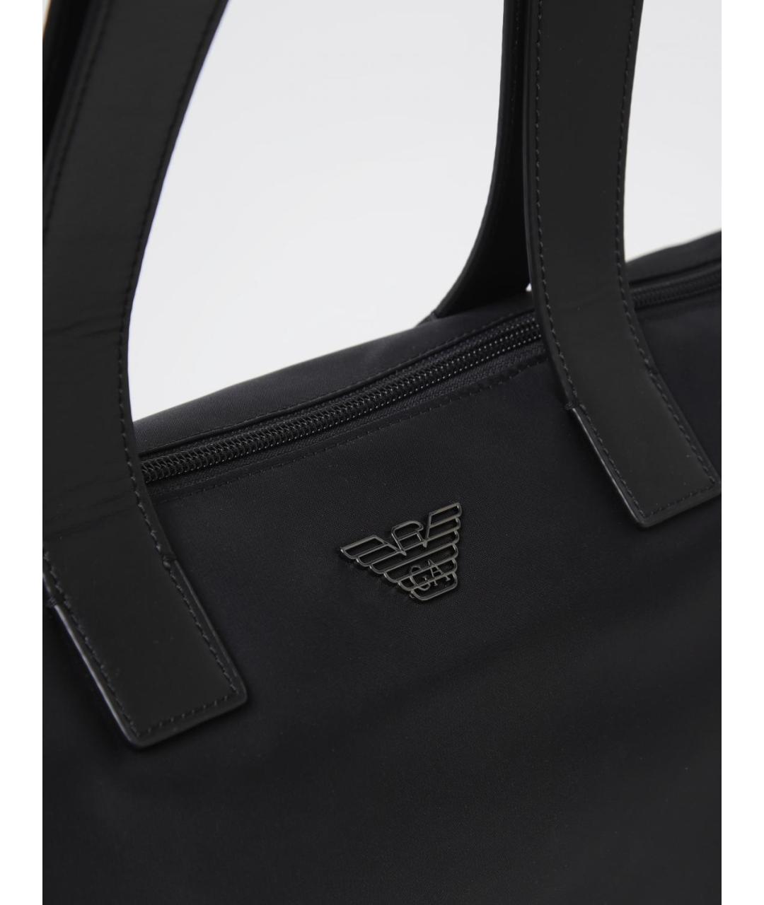 EMPORIO ARMANI Черная синтетическая сумка тоут, фото 3