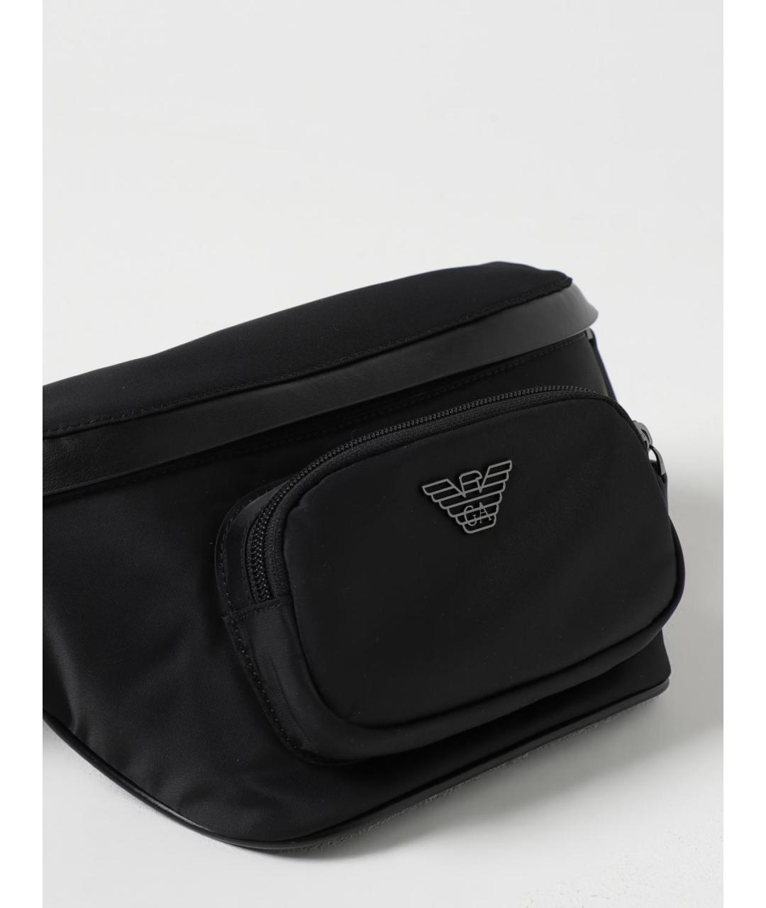 EMPORIO ARMANI Черная синтетическая поясная сумка, фото 3