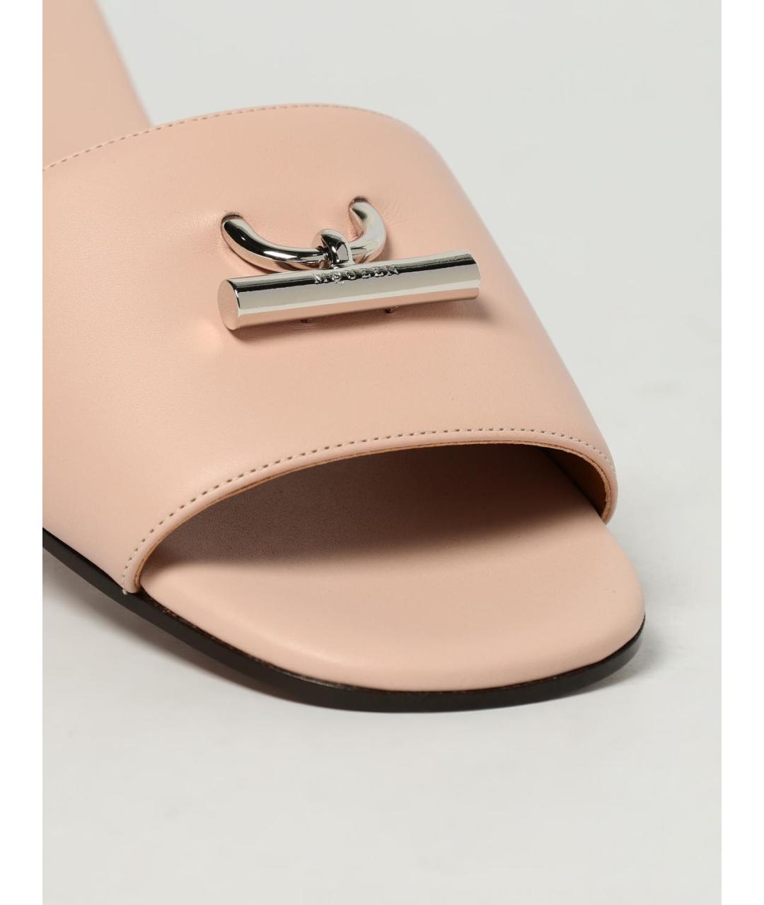 ALEXANDER MCQUEEN Бежевые кожаные шлепанцы, фото 4