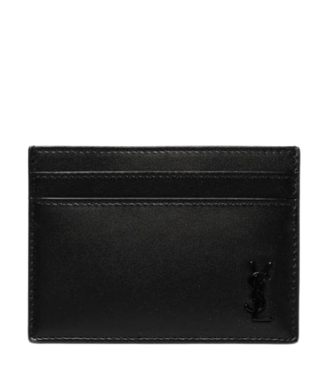 SAINT LAURENT Черный кожаный кардхолдер, фото 1