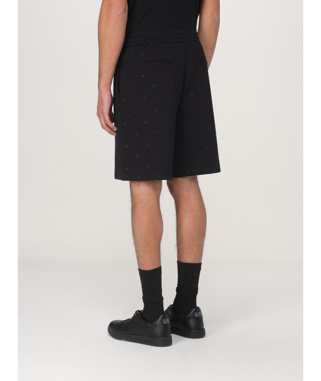 EMPORIO ARMANI Черные хлопковые шорты, фото 2