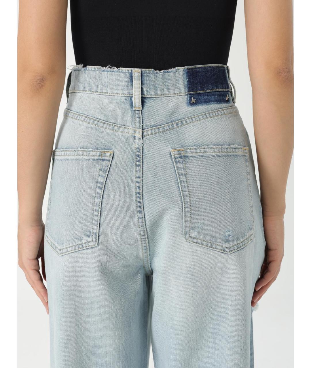 GOLDEN GOOSE DELUXE BRAND Голубые хлопковые прямые джинсы, фото 4