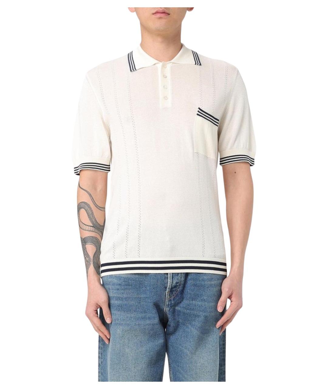 GOLDEN GOOSE DELUXE BRAND Бежевое хлопковое поло с коротким рукавом, фото 1