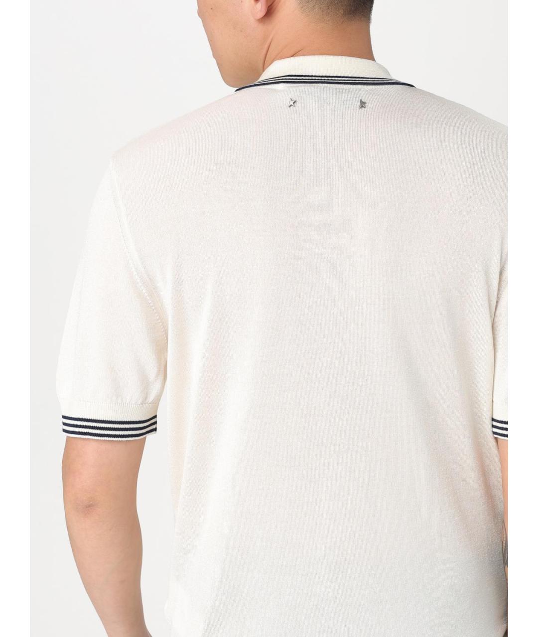 GOLDEN GOOSE DELUXE BRAND Бежевое хлопковое поло с коротким рукавом, фото 5