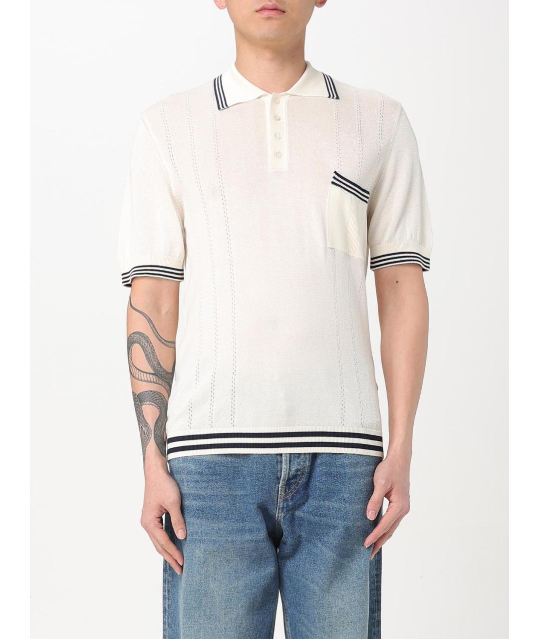 GOLDEN GOOSE DELUXE BRAND Бежевое хлопковое поло с коротким рукавом, фото 6