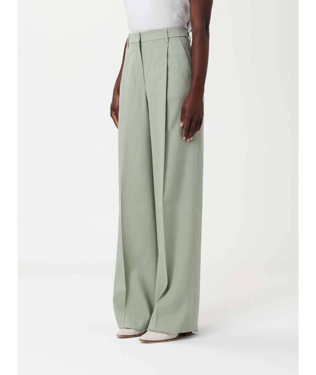 GOLDEN GOOSE DELUXE BRAND Зеленые шерстяные прямые брюки, фото 4