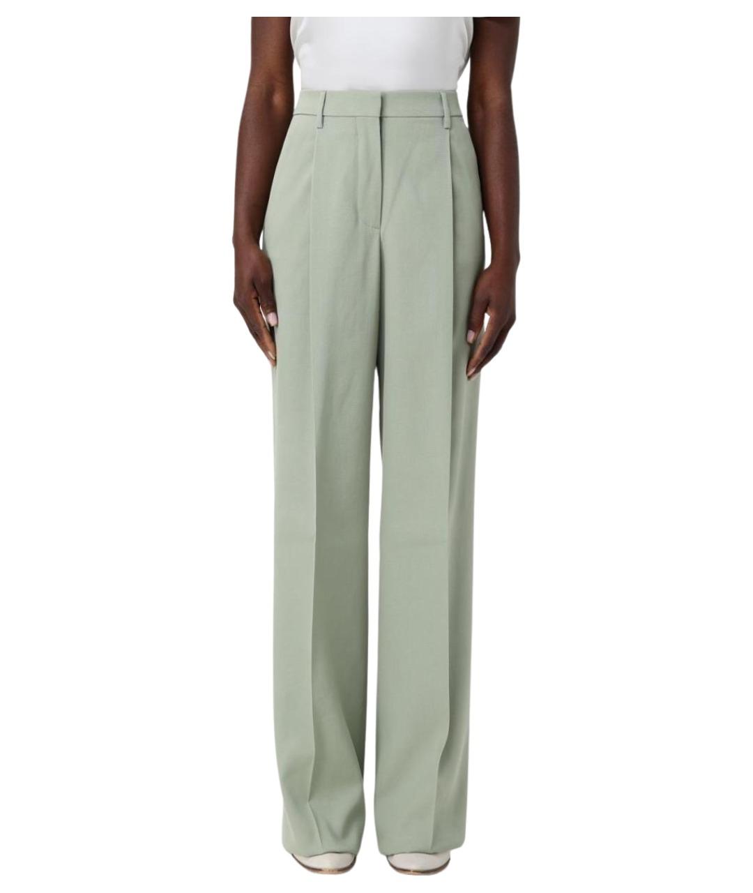 GOLDEN GOOSE DELUXE BRAND Зеленые шерстяные прямые брюки, фото 1