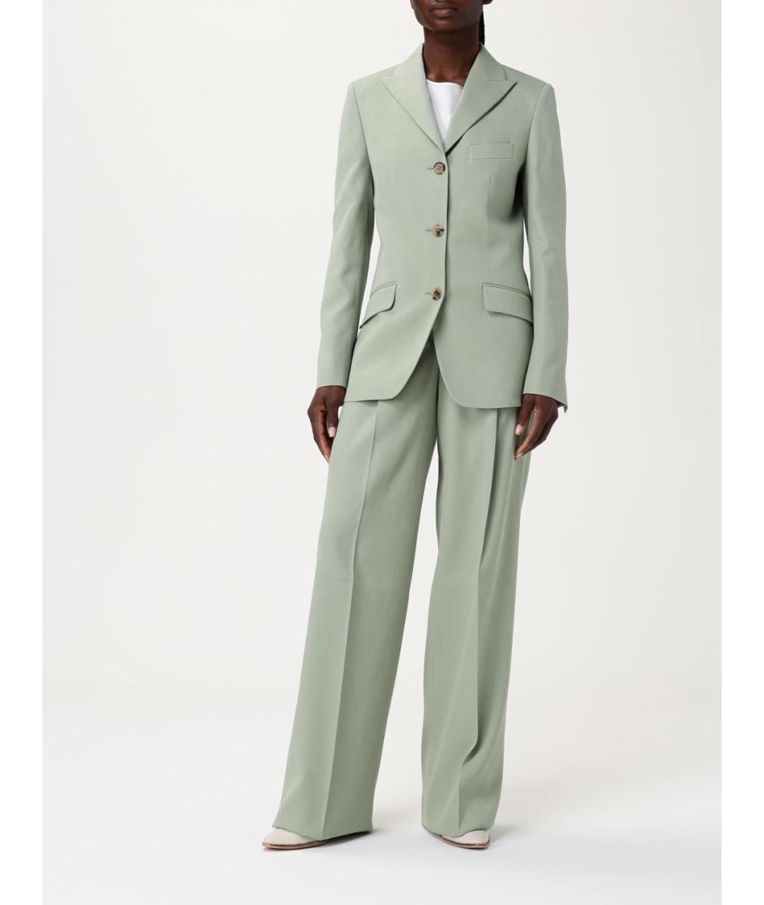 GOLDEN GOOSE DELUXE BRAND Зеленые шерстяные прямые брюки, фото 2