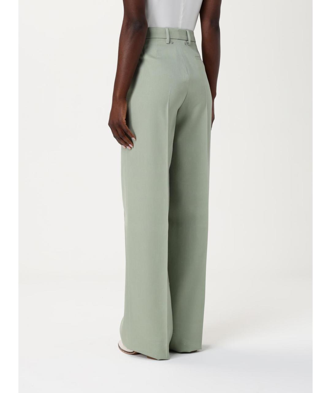 GOLDEN GOOSE DELUXE BRAND Зеленые шерстяные прямые брюки, фото 3