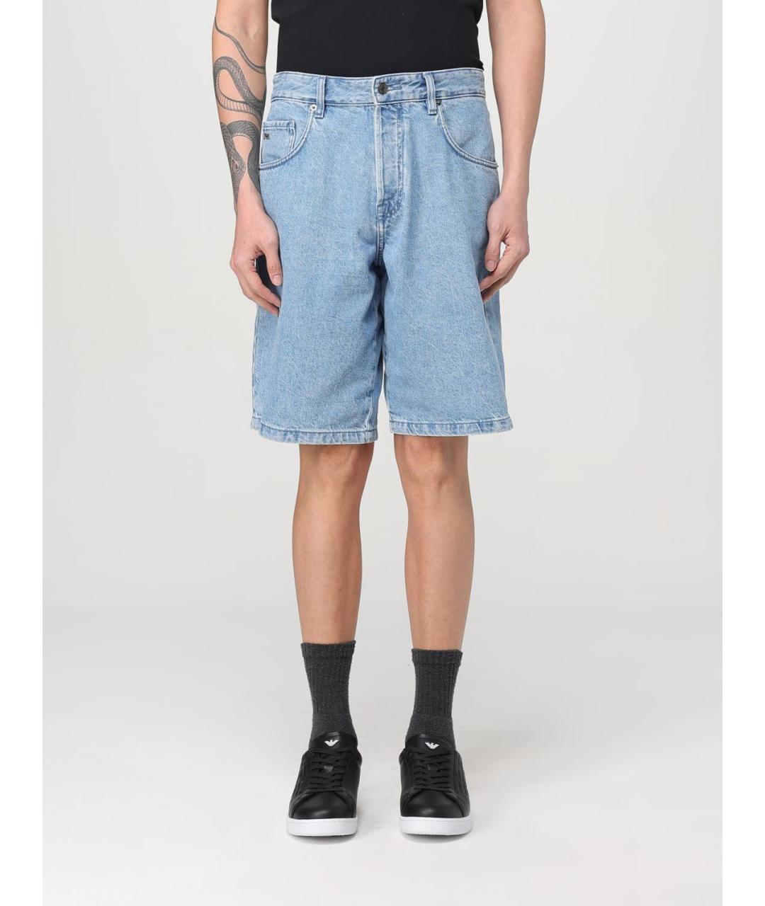 EMPORIO ARMANI Голубые хлопковые шорты, фото 4