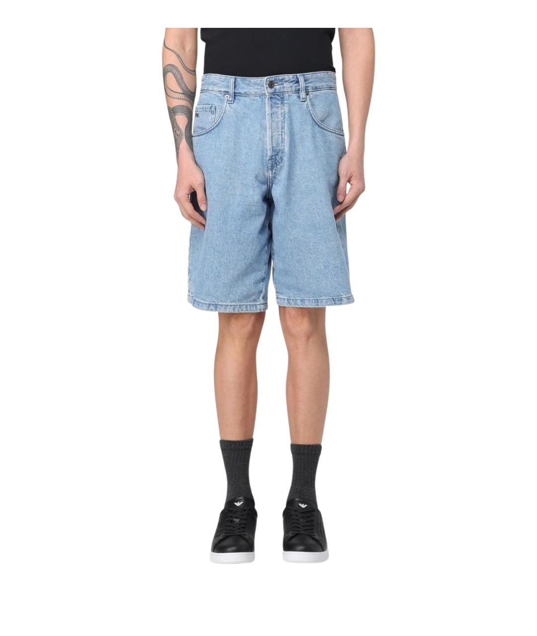 EMPORIO ARMANI Голубые хлопковые шорты, фото 1