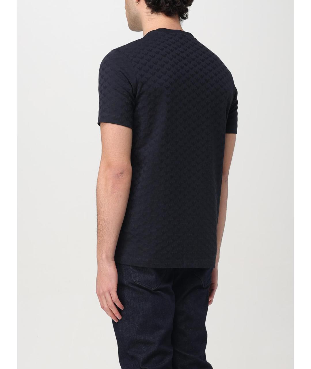 EMPORIO ARMANI Темно-синяя хлопковая футболка, фото 2