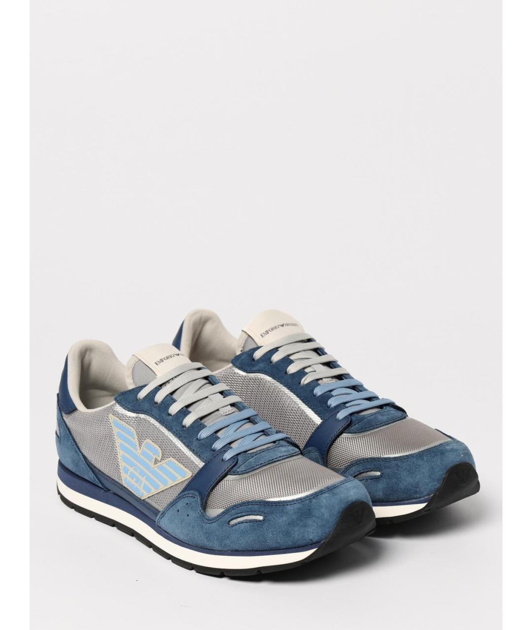 EMPORIO ARMANI Синие синтетические низкие кроссовки / кеды, фото 2