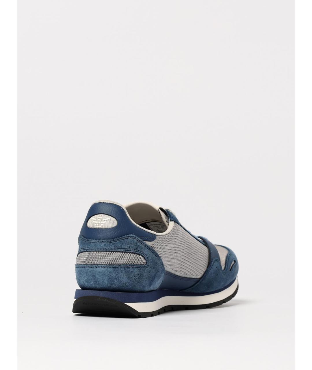 EMPORIO ARMANI Синие синтетические низкие кроссовки / кеды, фото 3