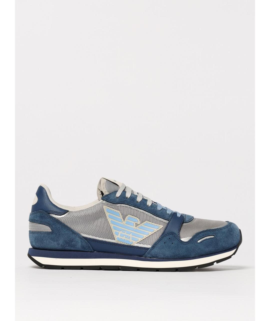 EMPORIO ARMANI Синие синтетические низкие кроссовки / кеды, фото 4