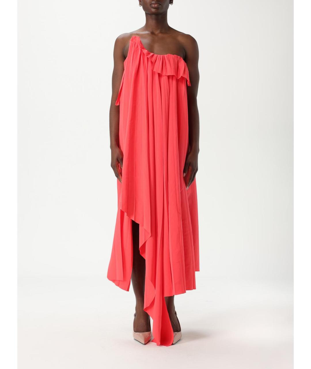 ALEXANDER MCQUEEN Коралловое вискозное коктейльное платье, фото 2