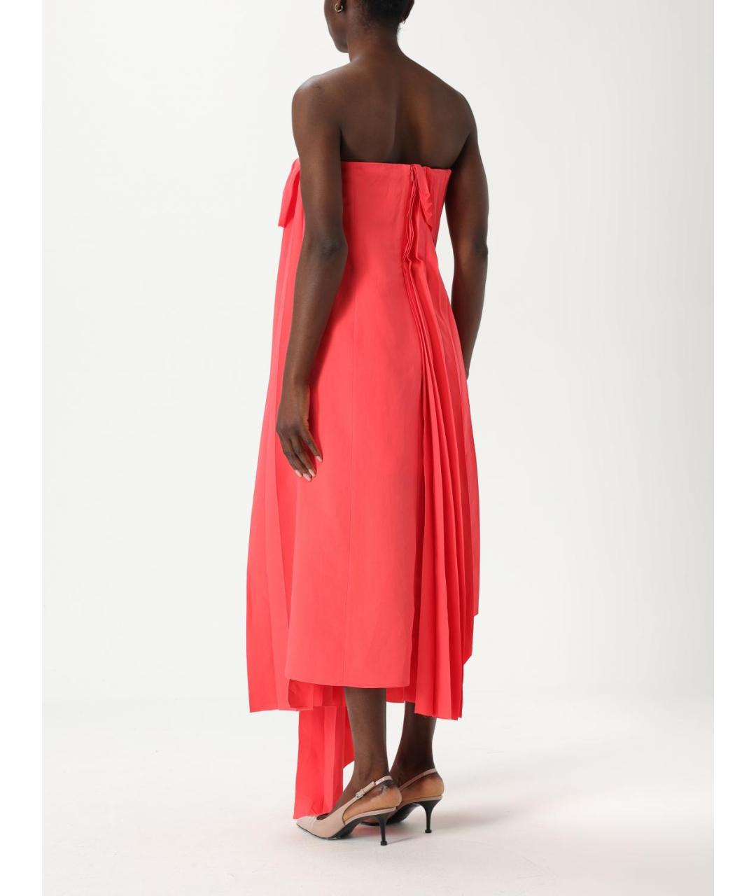ALEXANDER MCQUEEN Коралловое вискозное коктейльное платье, фото 3