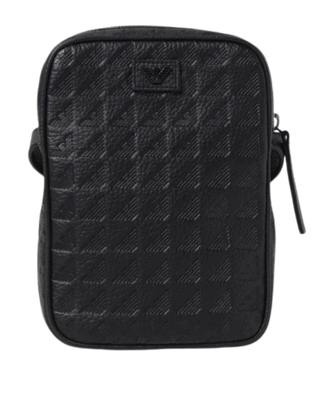 EMPORIO ARMANI Черная кожаная сумка на плечо, фото 1