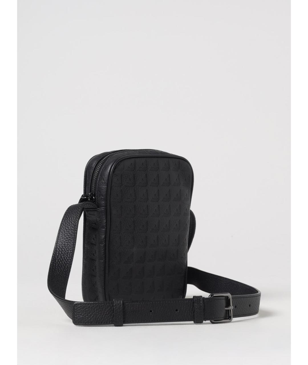 EMPORIO ARMANI Черная кожаная сумка на плечо, фото 2