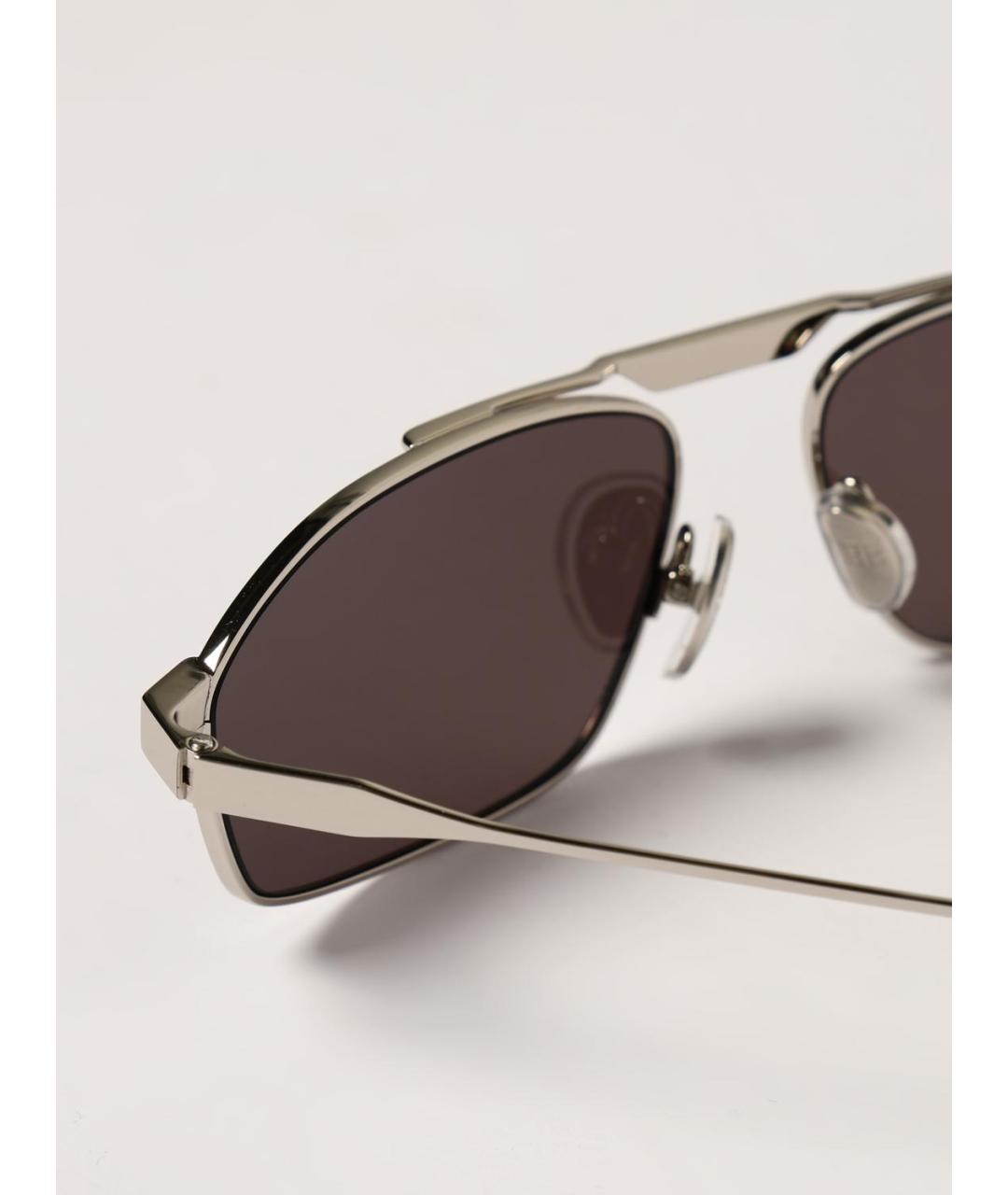 BALENCIAGA Серебряные металлические солнцезащитные очки, фото 4