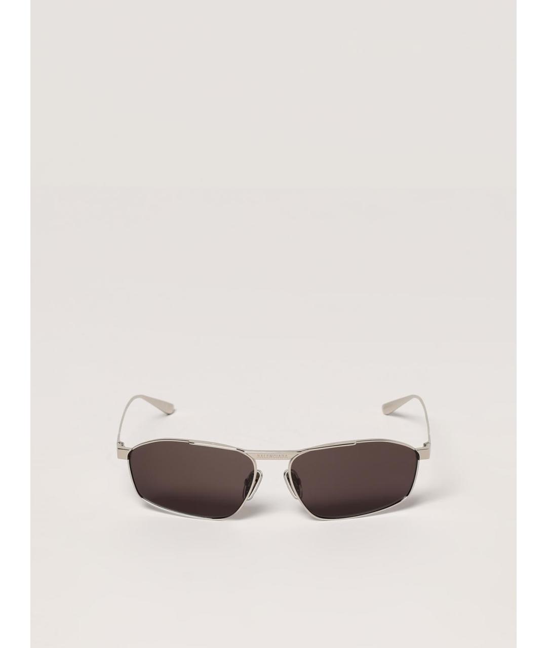 BALENCIAGA Серебряные металлические солнцезащитные очки, фото 2