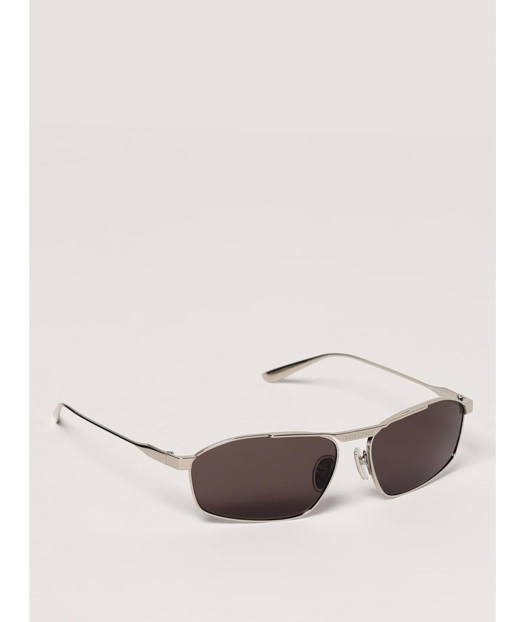 BALENCIAGA Серебряные металлические солнцезащитные очки, фото 5