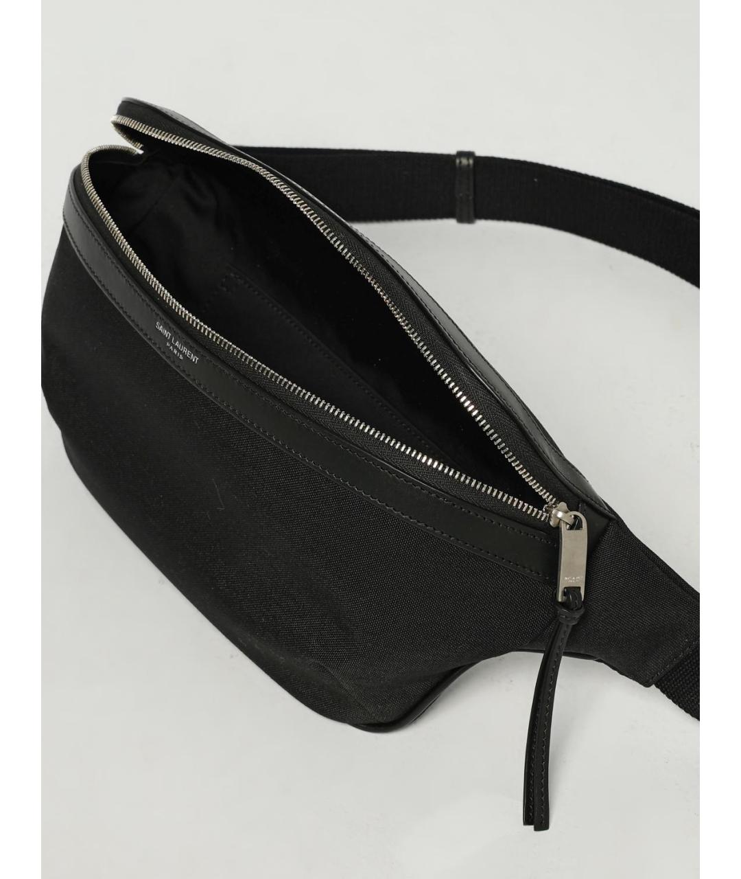 SAINT LAURENT Черная тканевая поясная сумка, фото 5