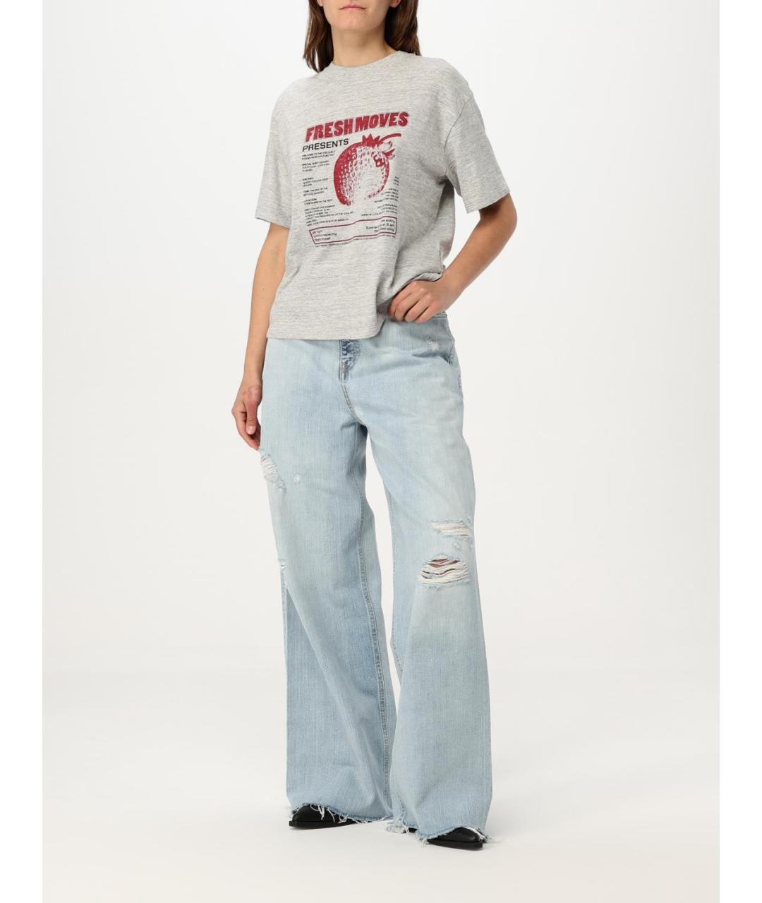 GOLDEN GOOSE DELUXE BRAND Серая хлопковая футболка, фото 2