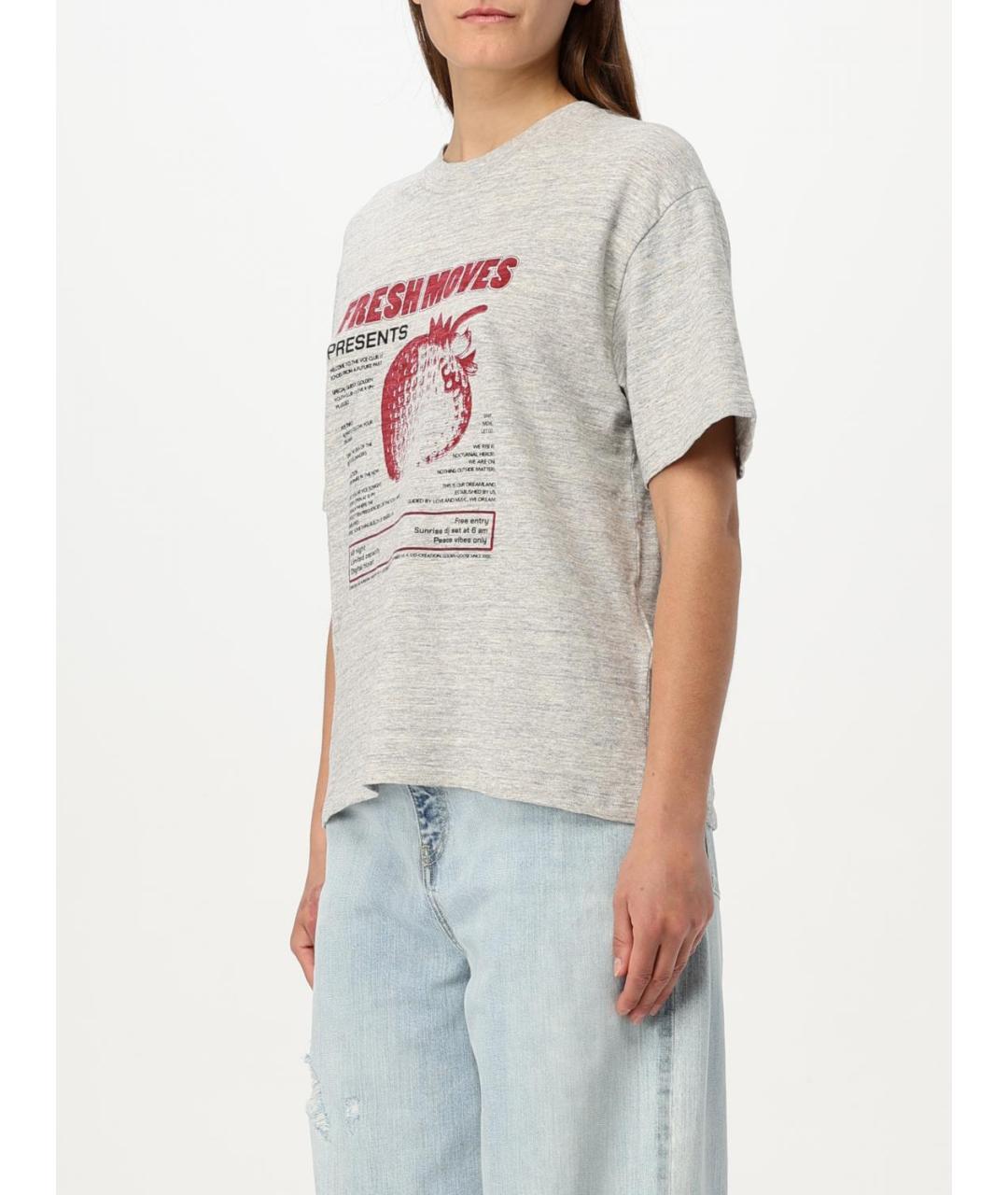 GOLDEN GOOSE DELUXE BRAND Серая хлопковая футболка, фото 4