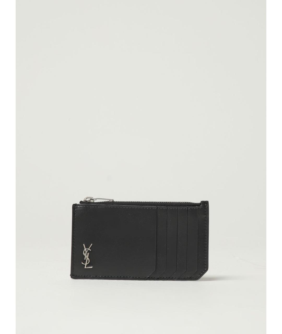 SAINT LAURENT Черный кожаный кардхолдер, фото 4