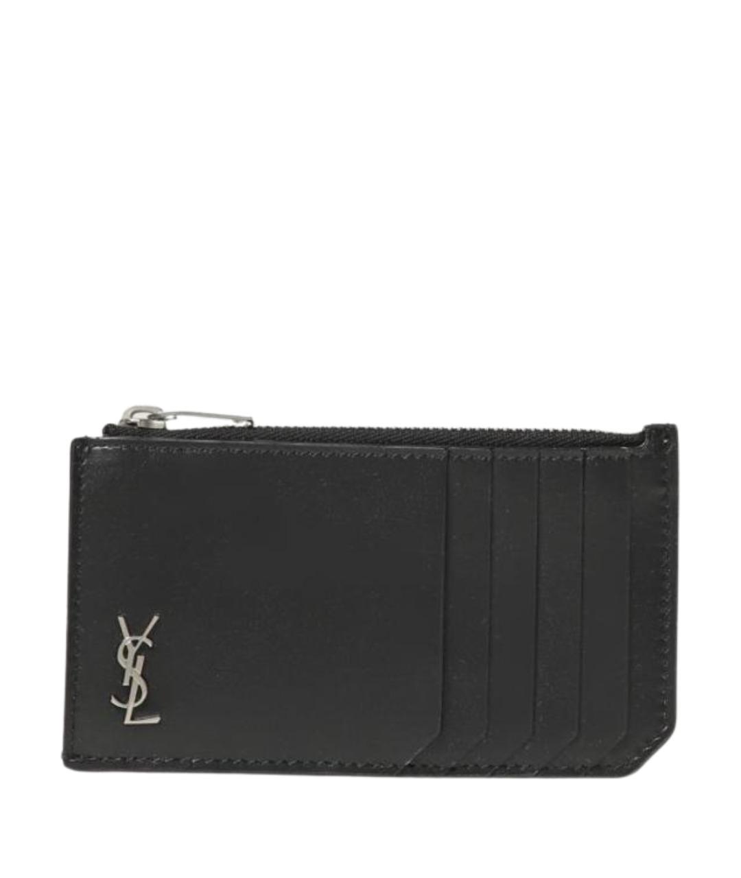 SAINT LAURENT Черный кожаный кардхолдер, фото 1