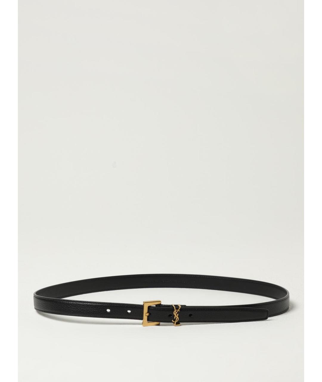 SAINT LAURENT Черный кожаный ремень, фото 4