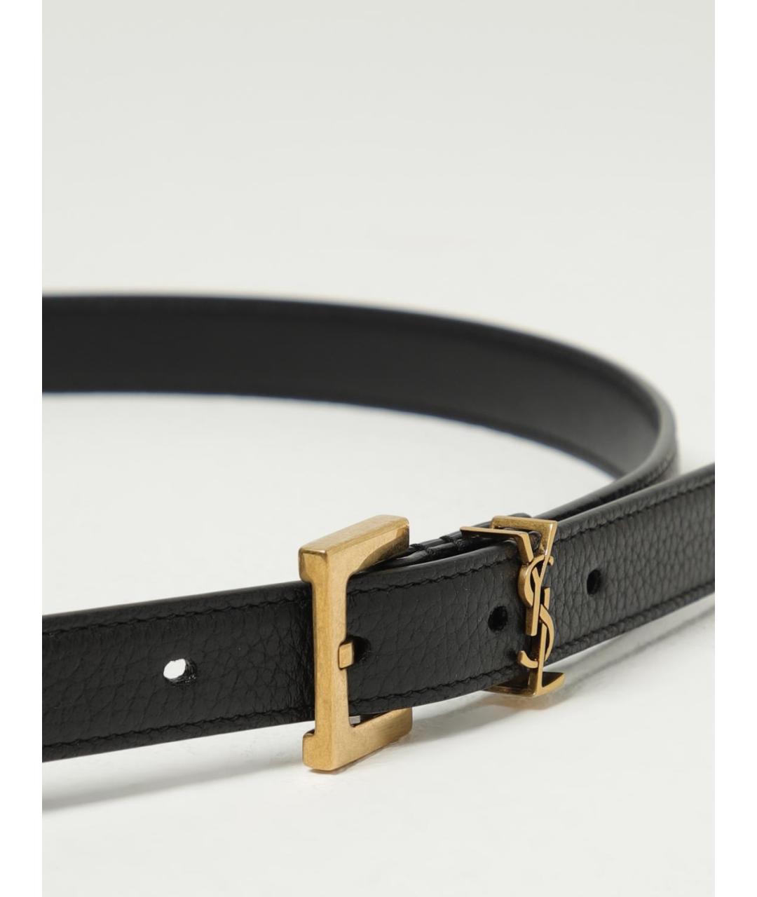 SAINT LAURENT Черный кожаный ремень, фото 2
