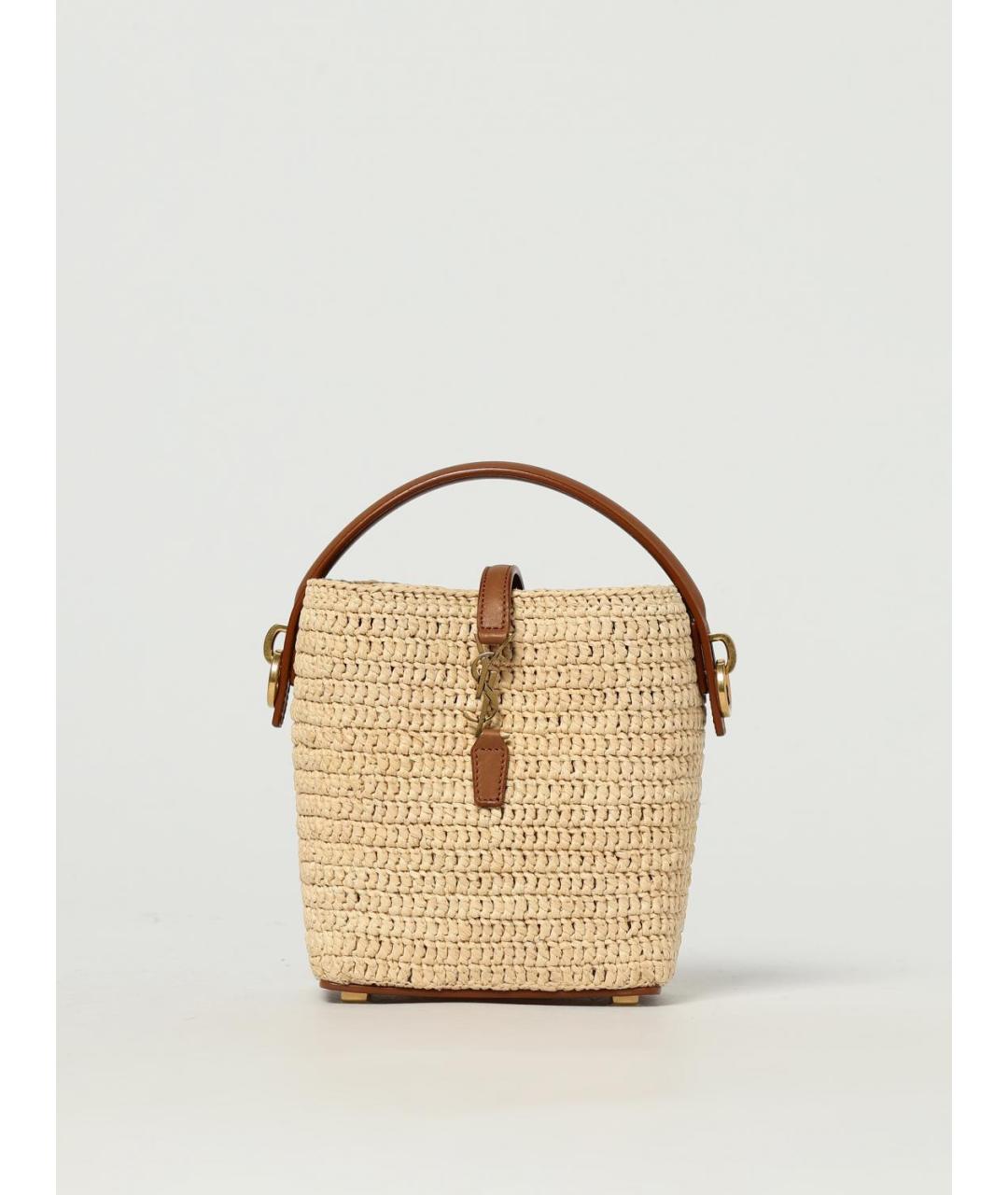 SAINT LAURENT Бежевая пелетеная сумка через плечо, фото 6