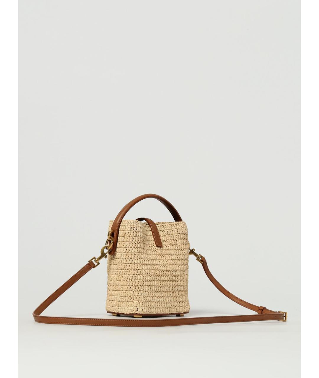 SAINT LAURENT Бежевая пелетеная сумка через плечо, фото 3