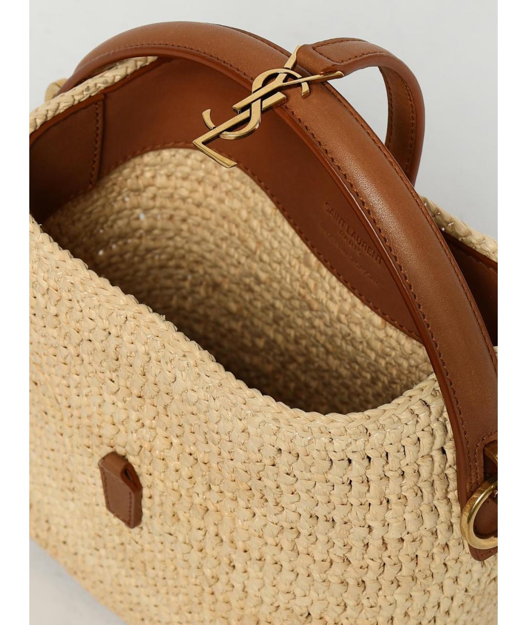 SAINT LAURENT Бежевая пелетеная сумка через плечо, фото 5