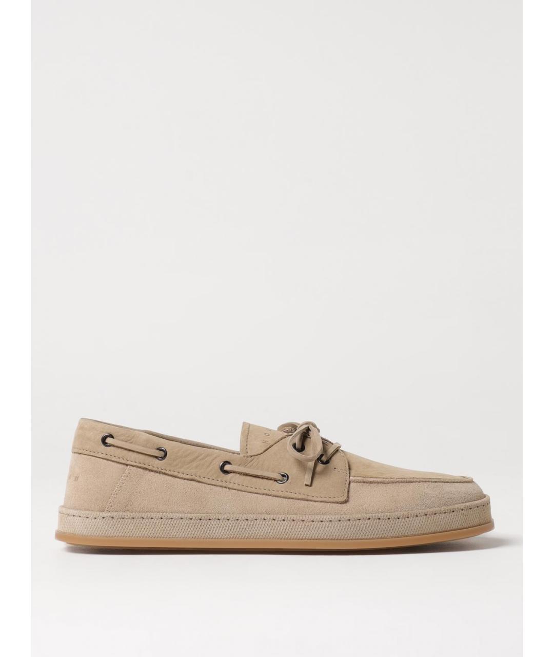 HOGAN Бежевые кожаные лоферы, фото 5