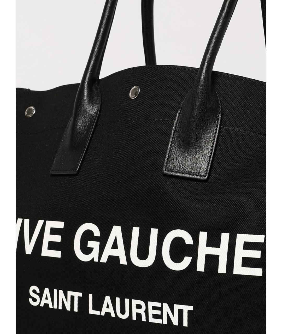 SAINT LAURENT Черная тканевая сумка тоут, фото 4