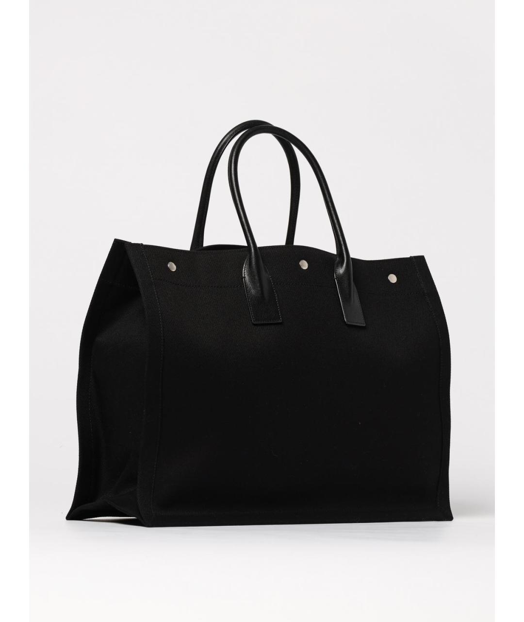 SAINT LAURENT Черная тканевая сумка тоут, фото 3