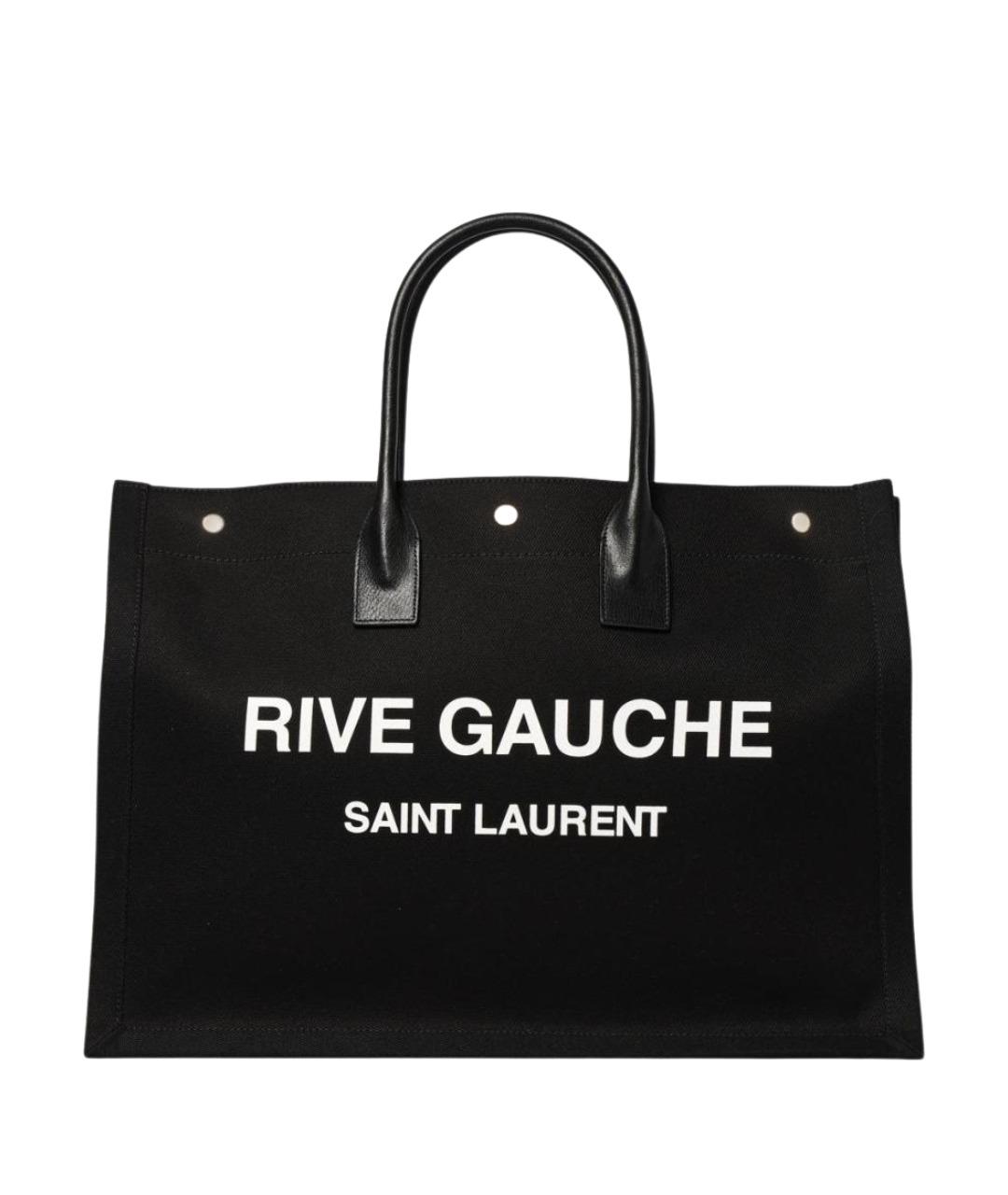 SAINT LAURENT Черная тканевая сумка тоут, фото 1