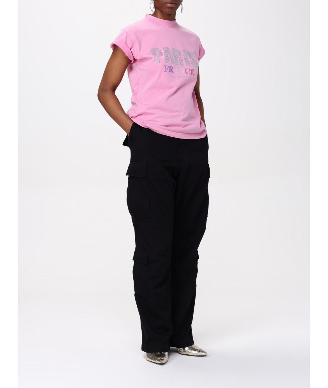 BALENCIAGA Розовая хлопковая футболка, фото 2