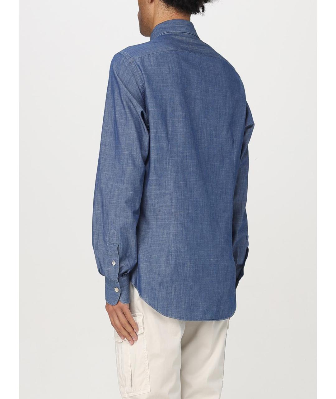 ELEVENTY Синяя хлопковая кэжуал рубашка, фото 2