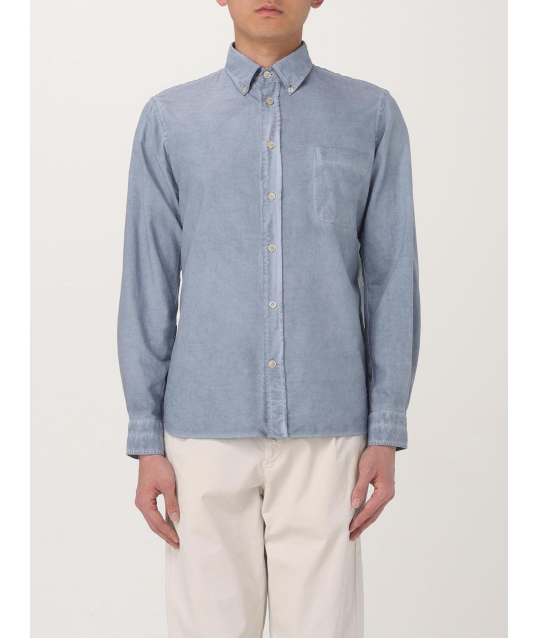 ELEVENTY Голубая хлопковая кэжуал рубашка, фото 5