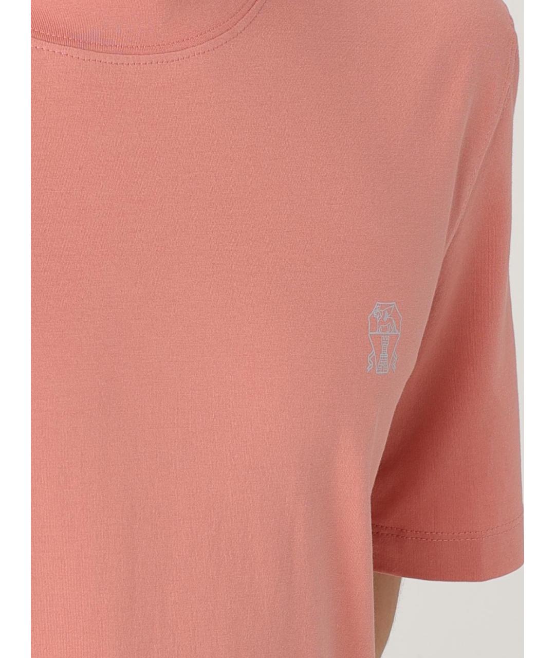 BRUNELLO CUCINELLI Коралловая хлопковая футболка, фото 6