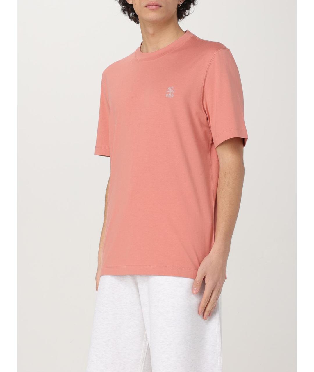 BRUNELLO CUCINELLI Коралловая хлопковая футболка, фото 5