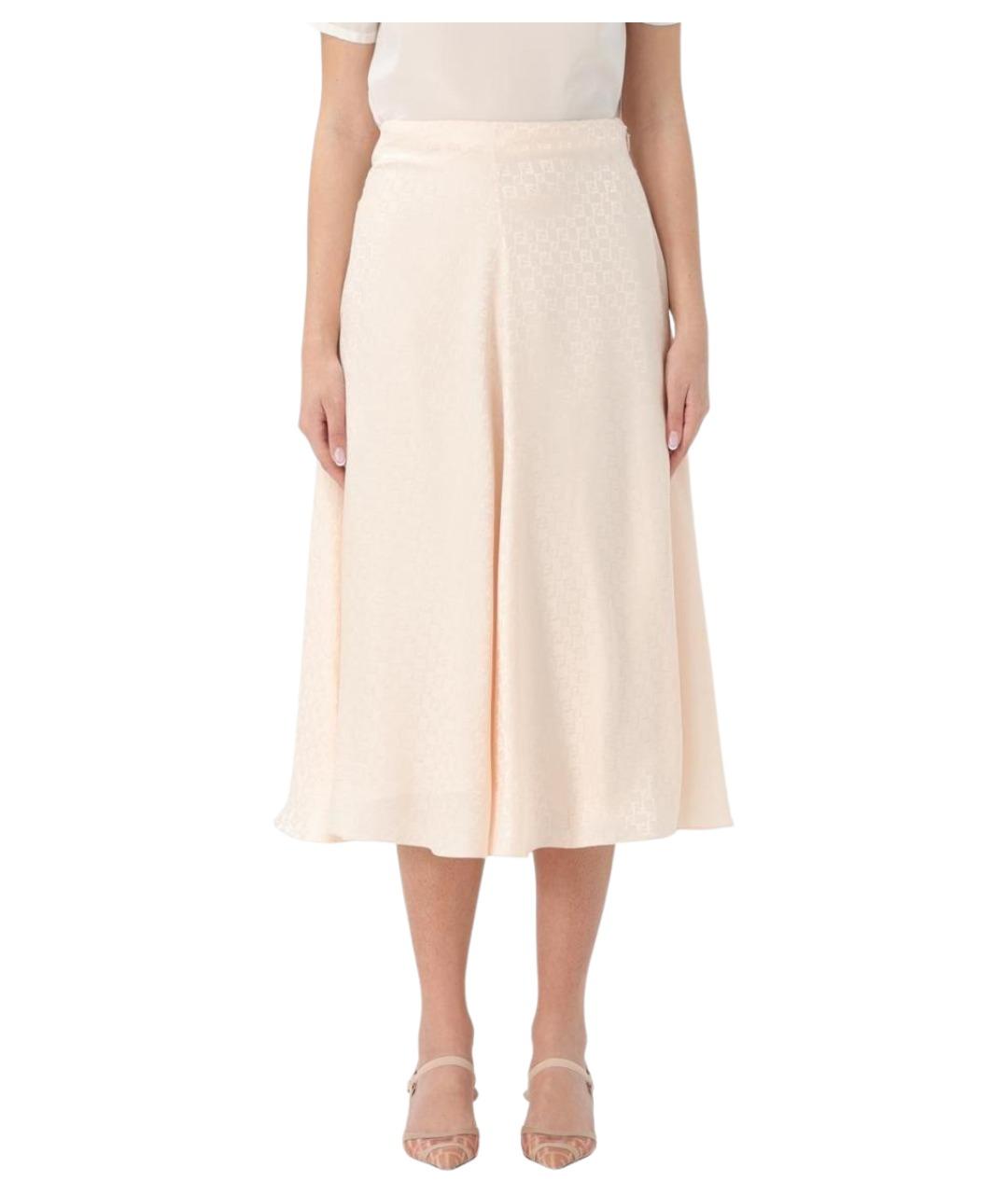 FENDI Розовая шелковая юбка миди, фото 1