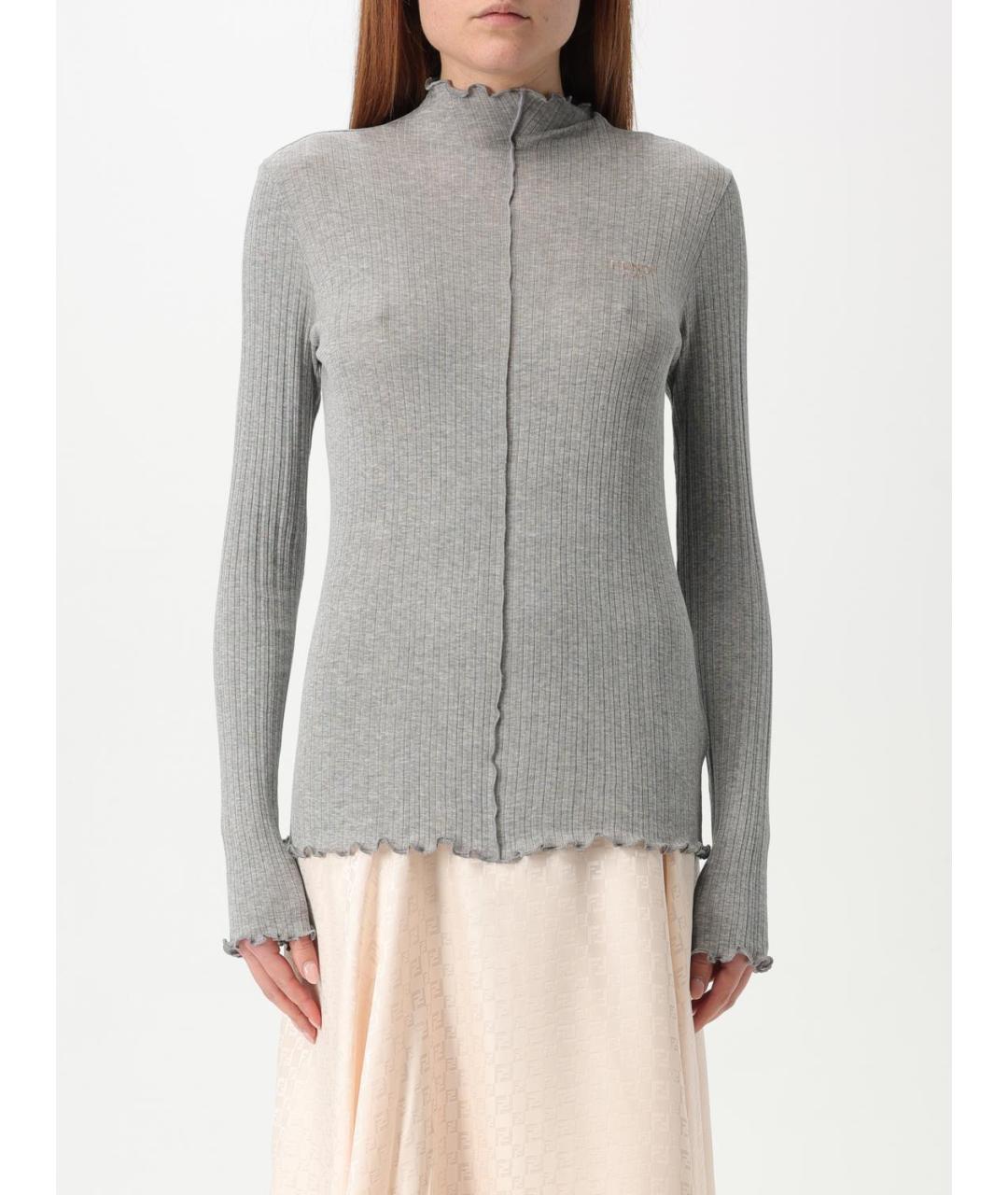 FENDI Серая хлопковая водолазка, фото 2