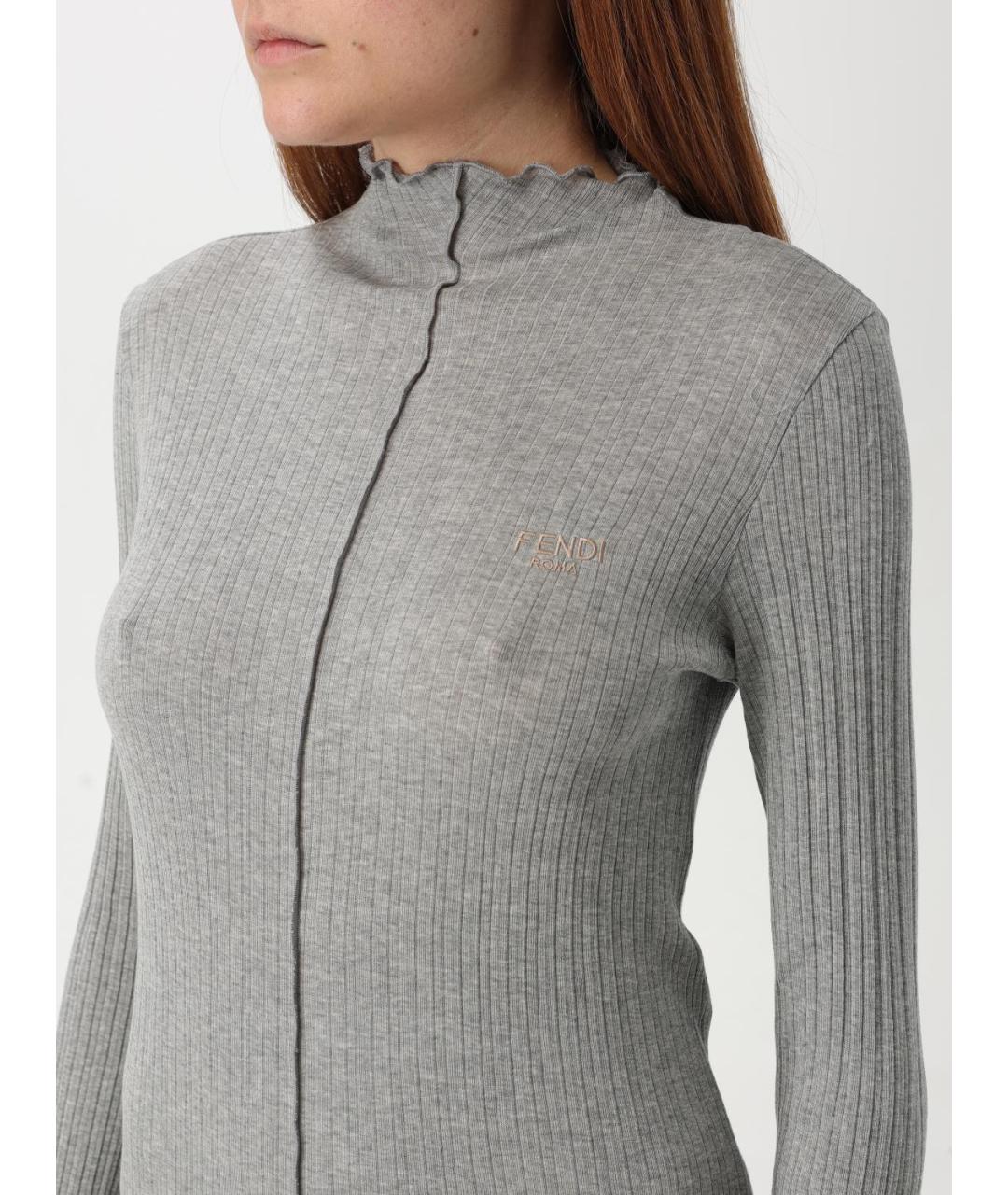 FENDI Серая хлопковая водолазка, фото 6