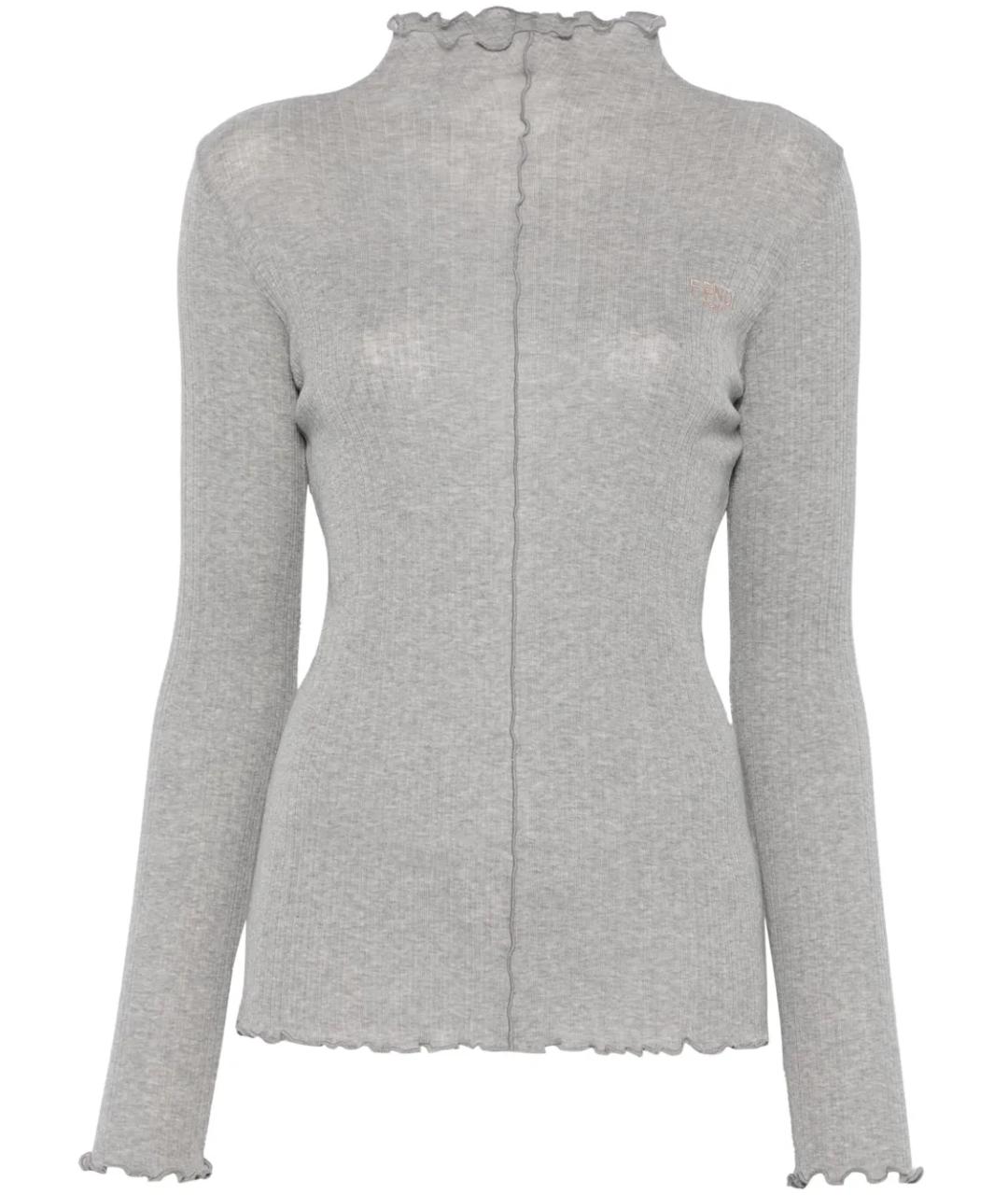 FENDI Серая хлопковая водолазка, фото 1