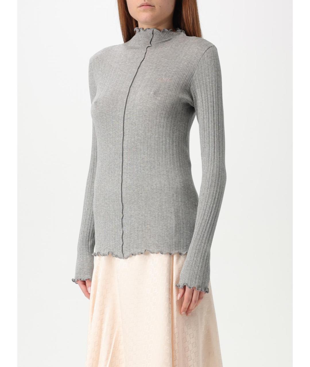 FENDI Серая хлопковая водолазка, фото 5